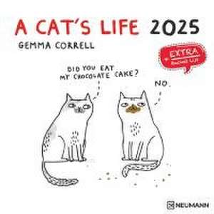 A Cat's Life 2025 - Wand-Kalender - Broschüren-Kalender - 30x30 - 30x60 geöffnet - Katzen - Cartoon de Neumann