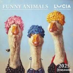 Funny Animals 2025 - Wand-Kalender - Broschüren-Kalender - 30x30 - 30x60 geöffnet de Neumann