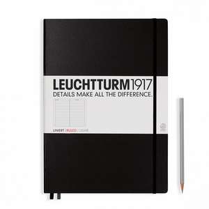 Agendă nedatată Leuchtturm Master Classic (A4+): Negru, 233 pagini liniate