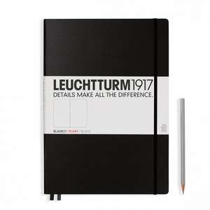 Agendă nedatată Leuchtturm Master Classic (A4+): Negru, 233 pagini albe