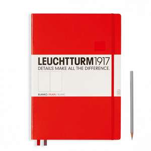 Agendă nedatată Leuchtturm Master Classic (A4+): Roșu, 233 pagini albe