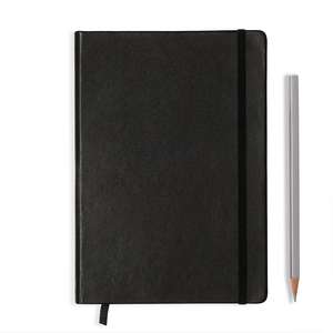 Agendă nedatate Leuchtturm din piele naturală (rigid cover, in a gift box): Negru, Medium, pagini liniate