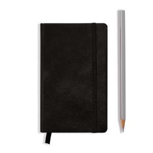 Agendă nedatate Leuchtturm din piele naturală (rigid cover, in a gift box): Negru, Pocket, pagini cu pătrățele