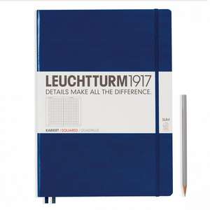 Agendă nedatată Leuchtturm Master Slim (A4+): Navy, 121 pagini cu pătrățele