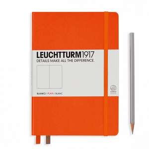 Agendă nedatată Leuchtturm Medium (A5): Orange, pagini albe