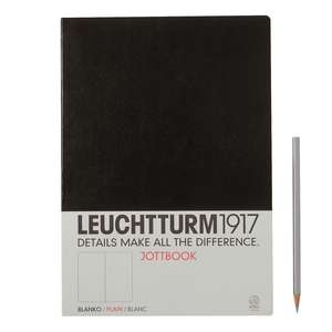 Agendă nedatată Leuchtturm Jottbook: Negru, A4, pagini albe