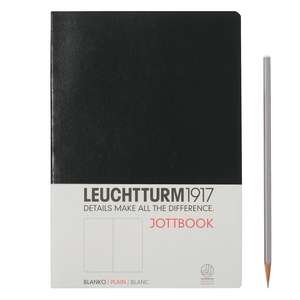 Agendă nedatată Leuchtturm Jottbook: Negru, Medium, pagini albe