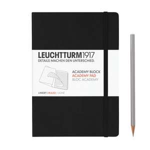 Agendă Leuchtturm Academy Pad (A5): Academy Pad, Medium, pagini liniate, Negru