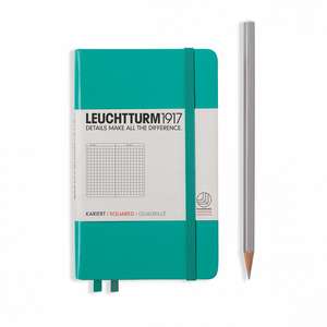 Agendă nedatată Leuchtturm Pocket (A6): Emerald, pagini cu pătrățele