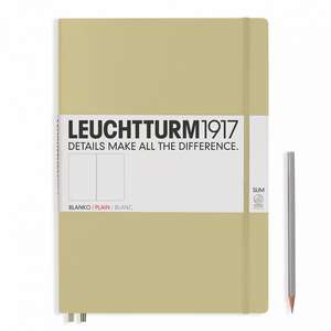 Agendă nedatată Leuchtturm Master Slim (A4+): Sand, 121 pagini albe