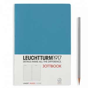 Agendă nedatată Leuchtturm Jottbook: Albastru nordic, A4, pagini liniate