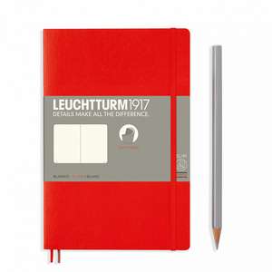 Agendă Leuchtturm Notes Paperback (B6+): Roșu, pagini albe