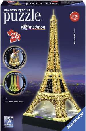 Eiffelturm bei Nacht. 3D-Puzzle 216 Teile