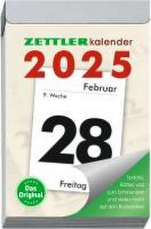 Tagesabreißkalender L 2025 - 6,6x9,9 cm - 1 Tag auf 1 Seite - mit Sudokus, Rezepten, Rätseln uvm. auf den Rückseiten - Bürokalender 304-0000 de Zettler Kalender