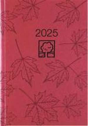 Buchkalender rot 2025 - Bürokalender 14,5x21 cm - 1 Tag auf 1 Seite - Kartoneinband, Recyclingpapier - Stundeneinteilung 7 - 19 Uhr - 876-0711 de Zettler Kalender