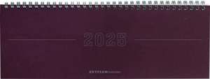 Tisch-Querkalender Papyrus Rot 2025 - Büro-Planer 29,7x10,5 cm - Tisch-Kalender - 1 Woche 2 Seiten - Ringbindung - Zettler de Zettler