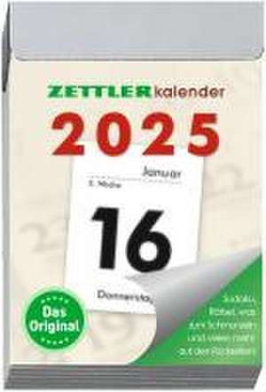 Tagesabreißkalender S 2025 - 4,1x5,9 cm - 1 Tag auf 1 Seite - mit Sudokus, Rezepten, Rätseln uvm. auf den Rückseiten - Bürokalender 301-0000 de Zettler Kalender