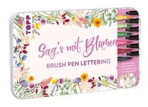 Handlettering Designdose Brush Pens Sag's mit Blumen de Frechverlag