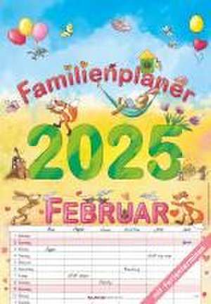 Familienplaner Cartoon 2025 - Bildkalender 23,7x34 cm - 6 Sp