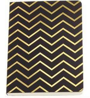 Shimmer Chevron Gold Black A6 Notebook