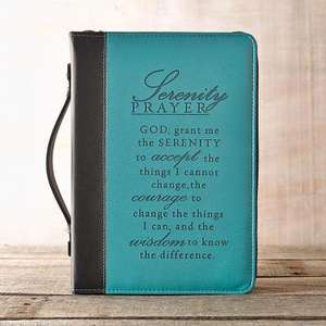 Serenity Prayer Two-Tone Bible Cover in Aqua (Medium) de Christian Art Gifts