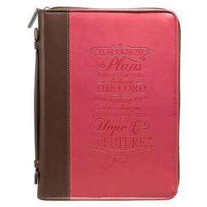 Bible Cover - Lux-Leather - I Know the Plans - Pink - Large