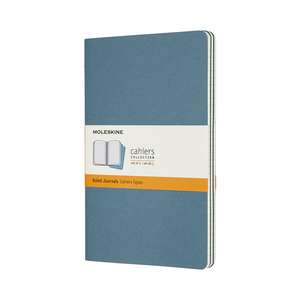 Set Of 3 Moleskine Large Ruled Cahier Journals: Brisk Blue de Moleskine