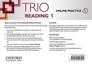 Trio Reading: Level 1: Online Practice Student Access Card de Kate Adams