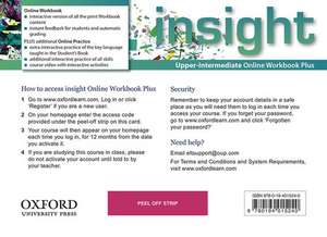 insight: Upper-Intermediate: Online Workbook Plus - Card with Access Code