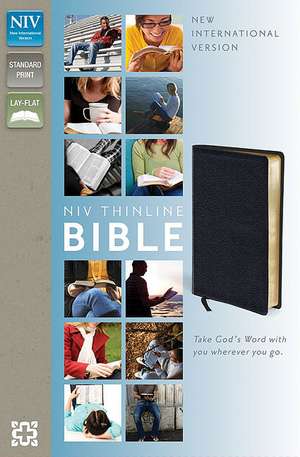 NIV, Thinline Bible, Bonded Leather, Black, Red Letter Edition de Zondervan