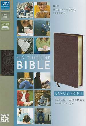 NIV, Thinline Bible, Large Print, Bonded Leather, Burgundy, Red Letter Edition de Zondervan