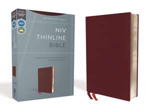 NIV, Thinline Bible, Bonded Leather, Burgundy, Red Letter, Comfort Print de Zondervan