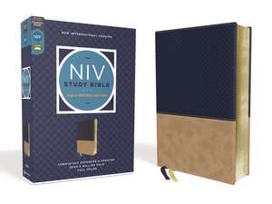 NIV Study Bible, Fully Revised Edition (Study Deeply. Believe Wholeheartedly.), Leathersoft, Navy/Tan, Red Letter, Comfort Print de Kenneth L. Barker