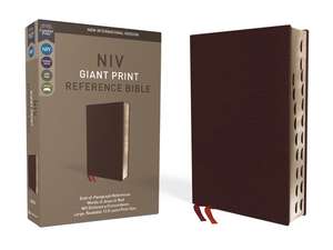 NIV, Reference Bible, Giant Print, Bonded Leather, Burgundy, Red Letter, Thumb Indexed, Comfort Print de Zondervan