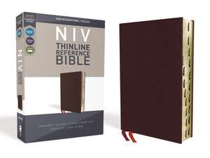 NIV, Thinline Reference Bible (Deep Study at a Portable Size), Bonded Leather, Burgundy, Red Letter, Thumb Indexed, Comfort Print de Zondervan