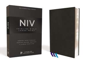 NIV, Thinline Bible, Large Print, Premium Goatskin Leather, Black, Premier Collection, Black Letter, Art Gilded Edges, Comfort Print de Zondervan