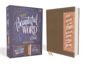 NIV, Beautiful Word Bible, Updated Edition, Peel/Stick Bible Tabs, Leathersoft, Brown/Pink, Red Letter, Comfort Print: 600+ Full-Color Illustrated Verses de Zondervan