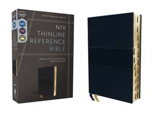 NIV, Thinline Reference Bible (Deep Study at a Portable Size), Leathersoft, Navy, Red Letter, Thumb Indexed, Comfort Print de Zondervan