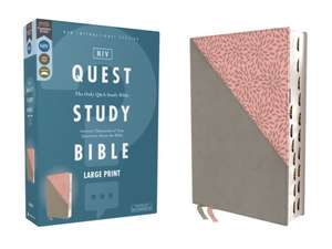 Niv, Quest Study Bible, Large Print, Leathersoft, Gray/Pink, Thumb Indexed, Comfort Print de Zondervan