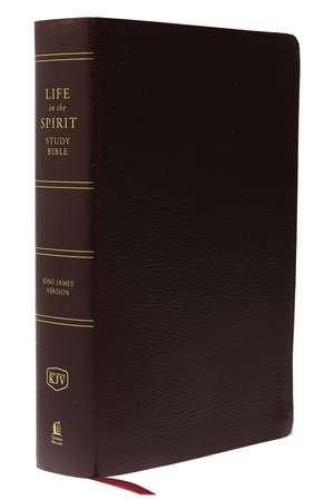 KJV, Life in the Spirit Study Bible, Bonded Leather, Burgundy, Thumb Indexed, Red Letter: Formerly Full Life Study de Thomas Nelson