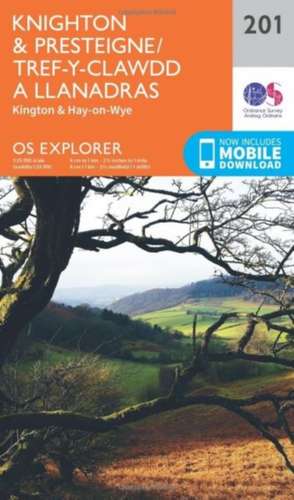 Knighton and Presteigne Tref-y-Clawdd a Dyffryn Elan de Ordnance Survey