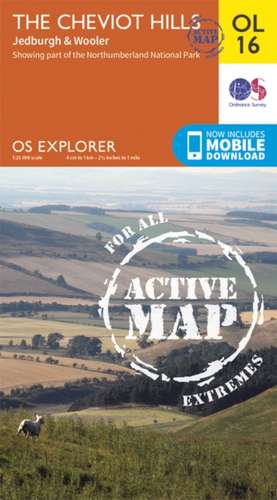 The Cheviot Hills, Jedburgh & Wooler de Ordnance Survey