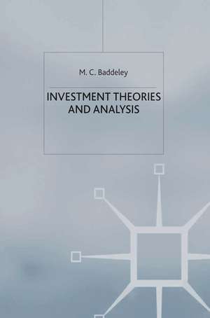 Investment: Theories and Analyses de Michelle Baddeley