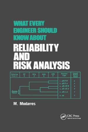 What Every Engineer Should Know about Reliability and Risk Analysis de Mohammad Modarres