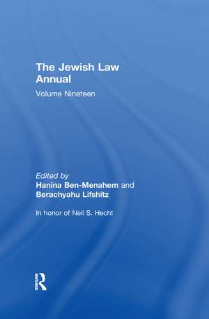 The Jewish Law Annual Volume 19 de Berachyahu Lifshitz