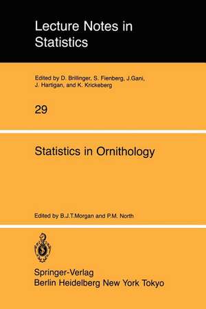 Statistics in Ornithology de Byron Morgan