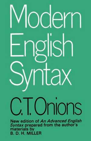 Modern English Syntax de C. T. Onions