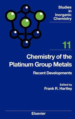 Chemistry of the Platinum Group Metals: Recent Developments de F. R. Hartley