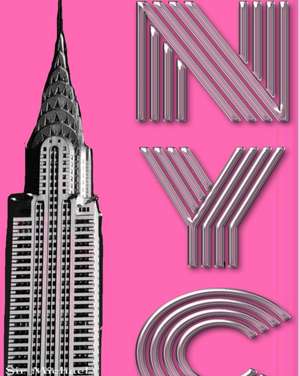 Hot Pink New York City Chrysler Building creative drawing journal de Michael