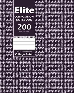 Elite Composition Notebook, Collage Ruled 8 x 10 Inch, Large 100 Sheet, Purple Cover de Design